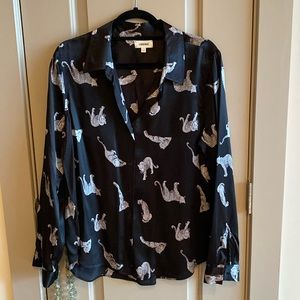 Black silk satin blouse